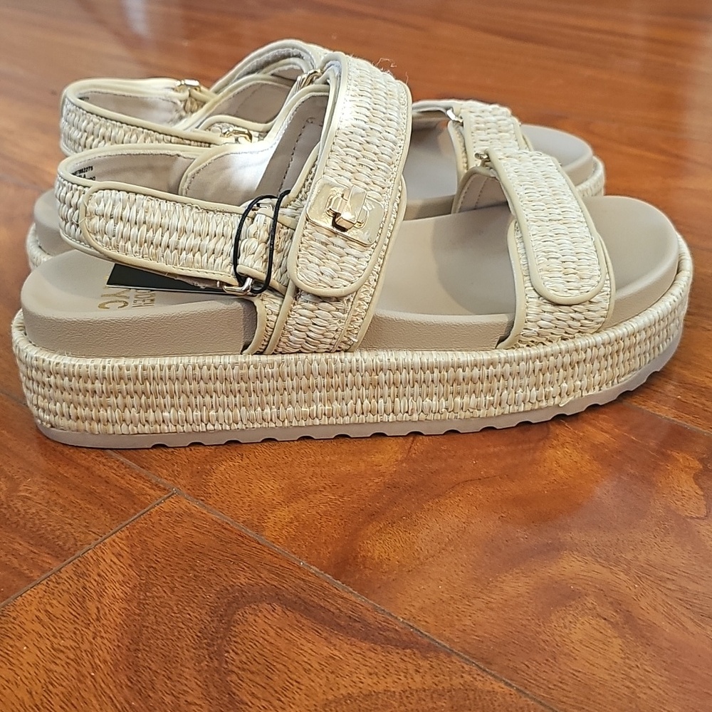 Madden NYC Womens Rafia Platform Sandals Sz 8.5 NWT